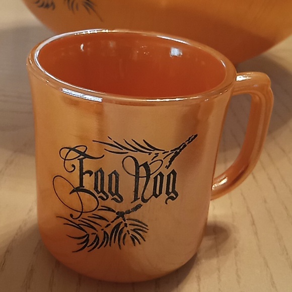 RARE FIND. Fire King Peach Luster Egg Nog Set Punch Bowl With 8 Cups. Beautiful! - Picture 8 of 13